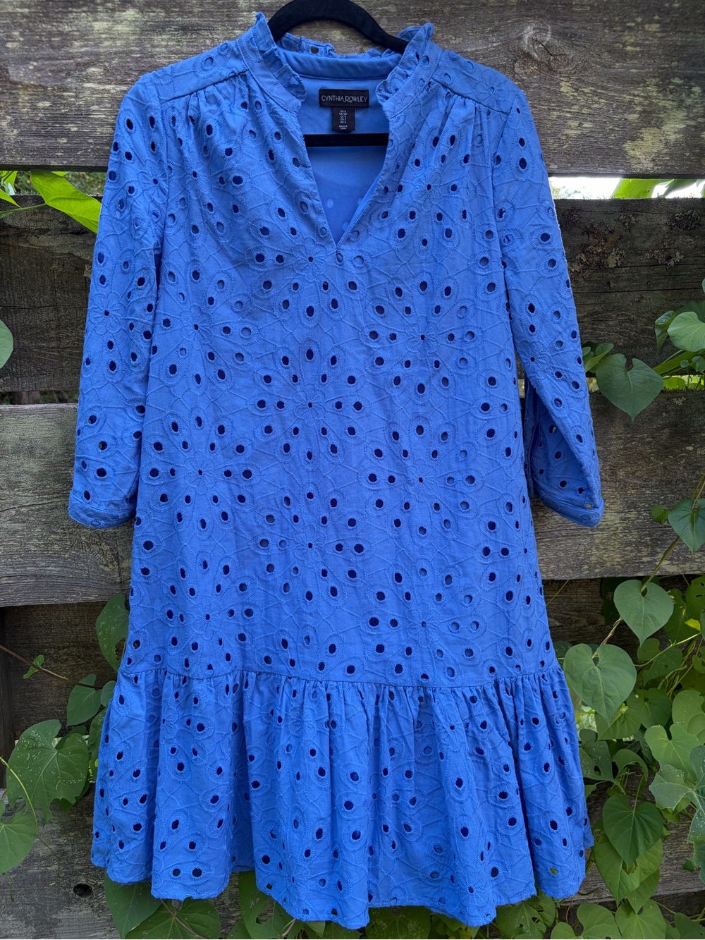 Cynthia Rowley Blue Eyelet Cotton Dress Size Small